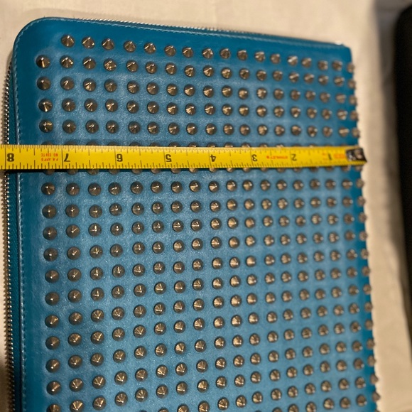 Authentic Louboutin large clutch / iPad case. Teal with spikes - Picture 4 of 14